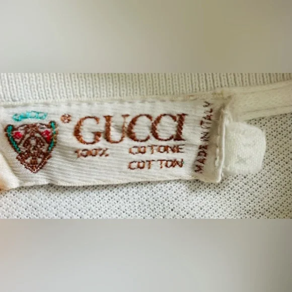 GUCCI Vintage White Polo Shirt With Classic Gucci Logo - Picture 4 of 11